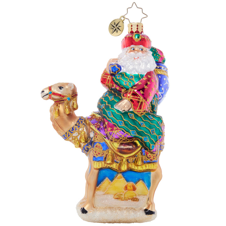 Front image - Camel-Drawn Claus - (Santa ornament)