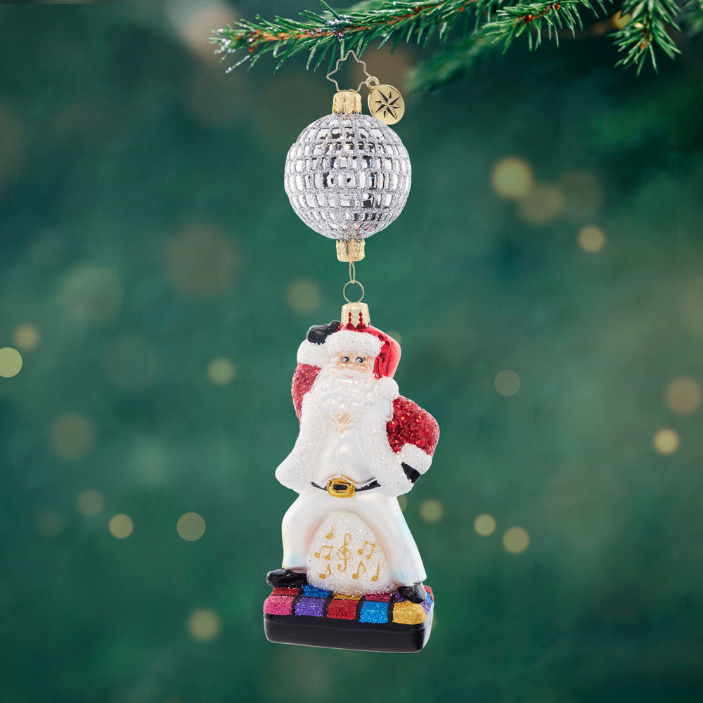 Front image - Dancing Disco Claus - (Santa ornament)