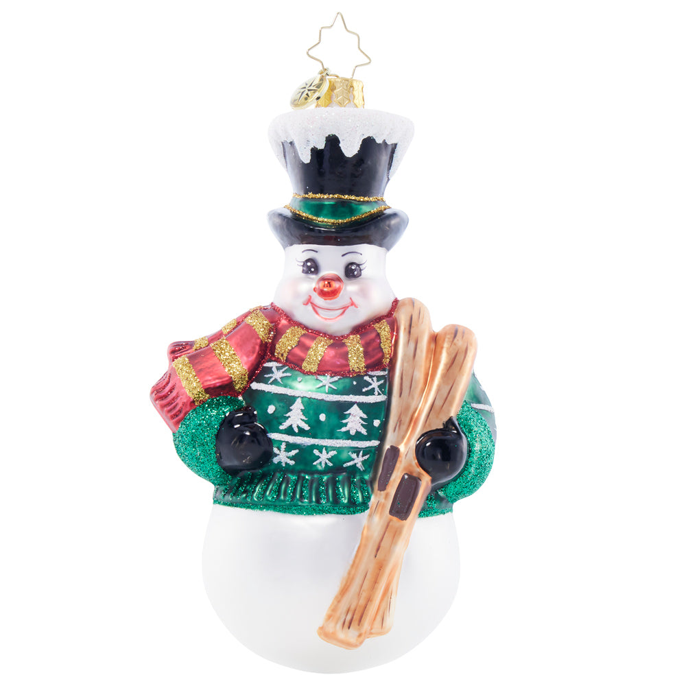 Front image - Slalom-Ready Snowman - (Snowman ornament)