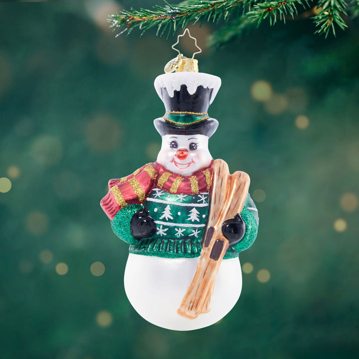 Front image - Slalom-Ready Snowman - (Snowman ornament)