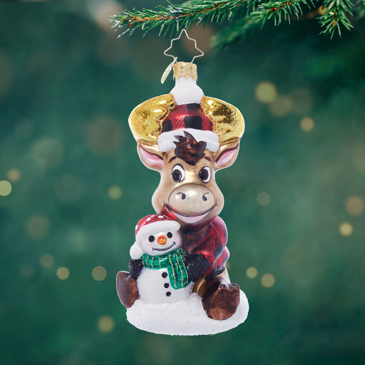 Front image - Merry Moose Friend - (Moose ornament)