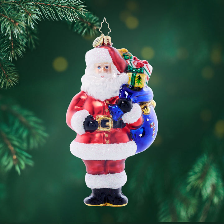 Front image - Presents on His Mind - (Santa ornament)
