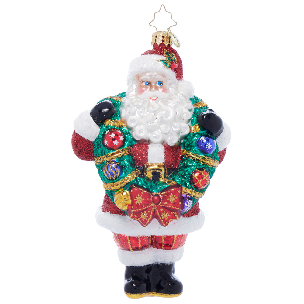 Front image - Wreath Wrangler Claus - (Santa ornament)