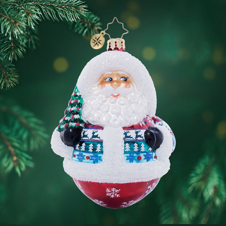 Front image - Jolly in a Jumper - (Santa ornament)