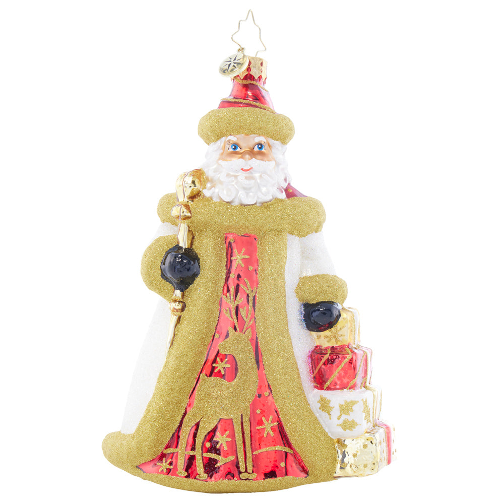 Front image - Deer Dazzling Santa - (Santa ornament)