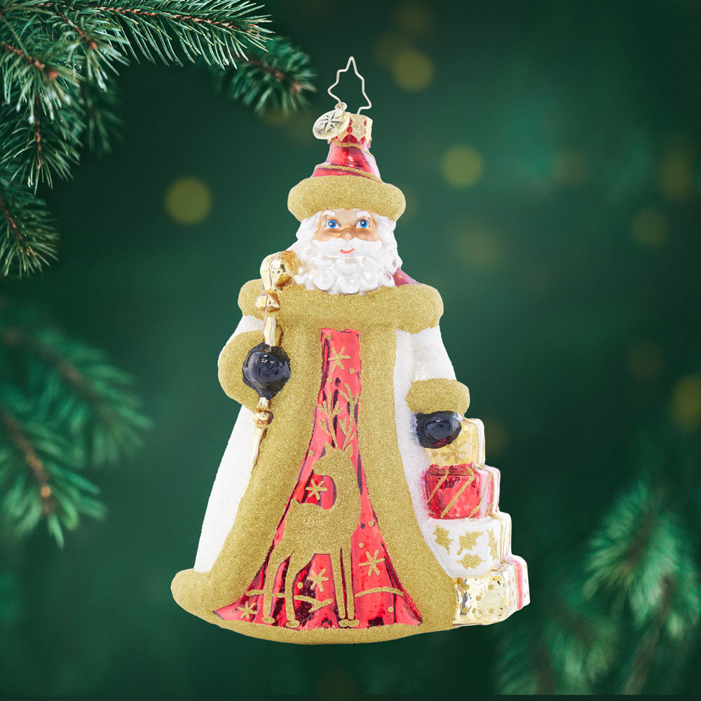 Front image - Deer Dazzling Santa - (Santa ornament)