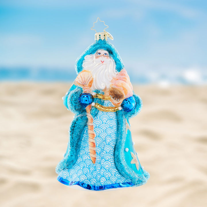 Front image - St. Nick's Nautical Noel - (Beach themed Santa ornament)