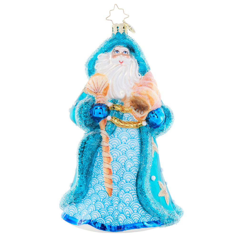 Front image - St. Nick's Nautical Noel - (Beach themed Santa ornament)
