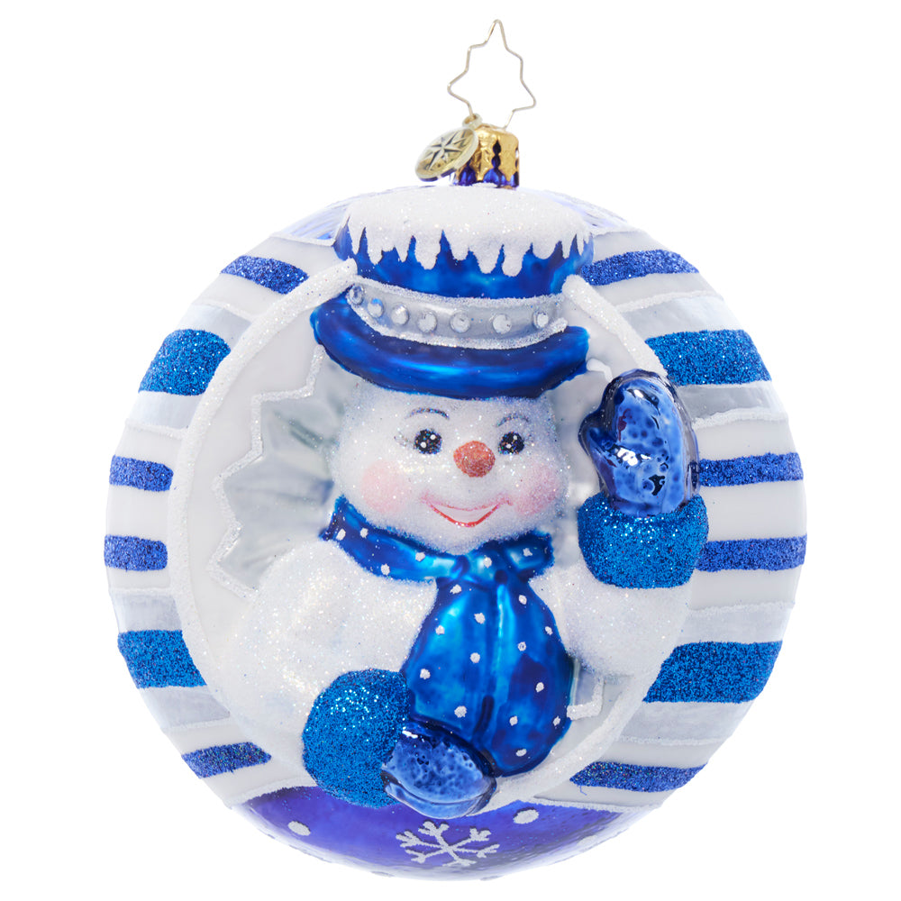 Front image - Snowy Spherical Cheer - (Snowman ornament)