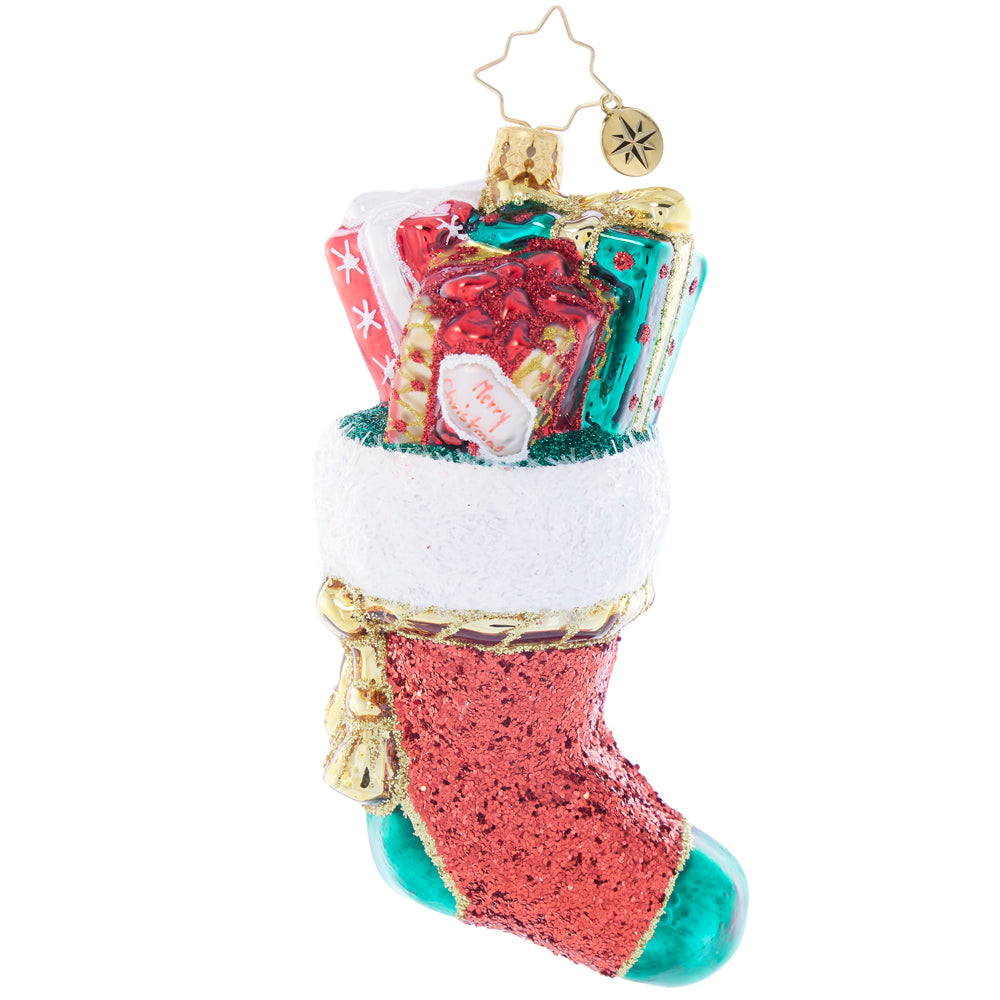 Front image - Joyful Stocking Surprises - (Stocking with presents ornament)