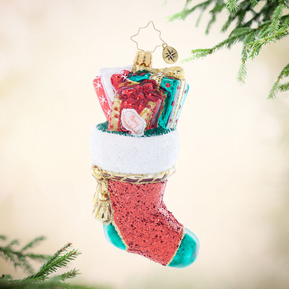 Front image - Joyful Stocking Surprises - (Stocking with presents ornament)