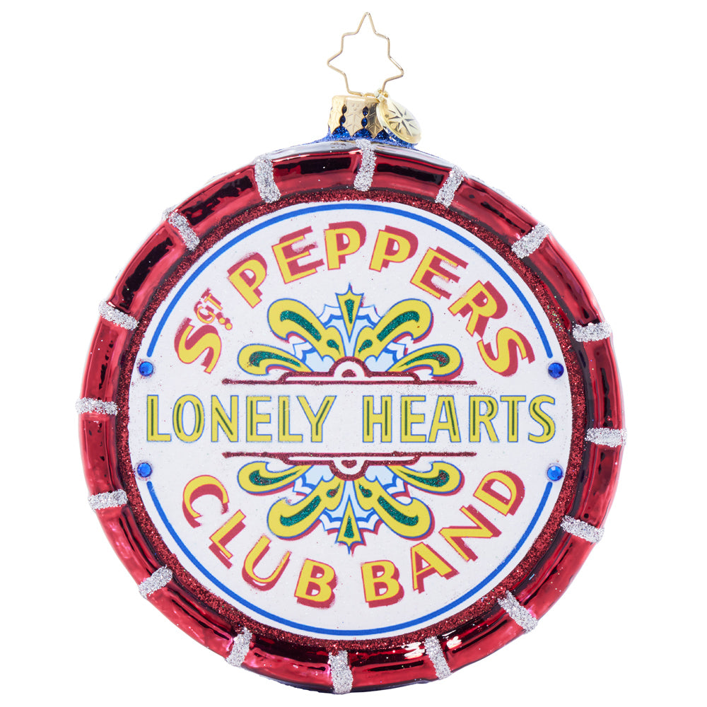 Front image - Sgt. Pepper's Yuletide Drum - (The Beatles drum ornament)