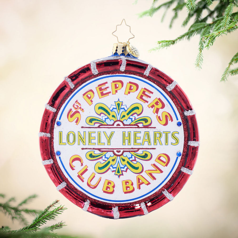 Front image - Sgt. Pepper's Yuletide Drum - (The Beatles drum ornament)