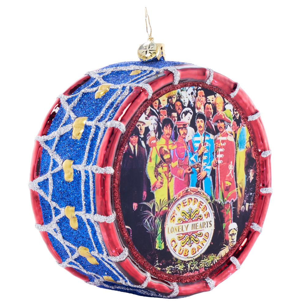 Side image - Sgt. Pepper's Yuletide Drum - (The Beatles drum ornament)
