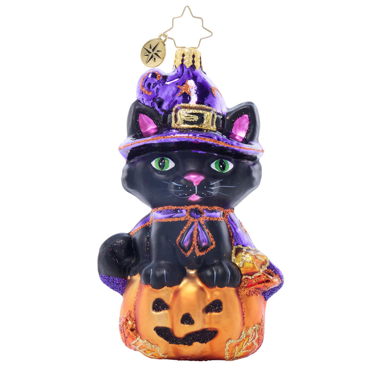 Front image - Witchy Whisker - (Halloween Black cat ornament)