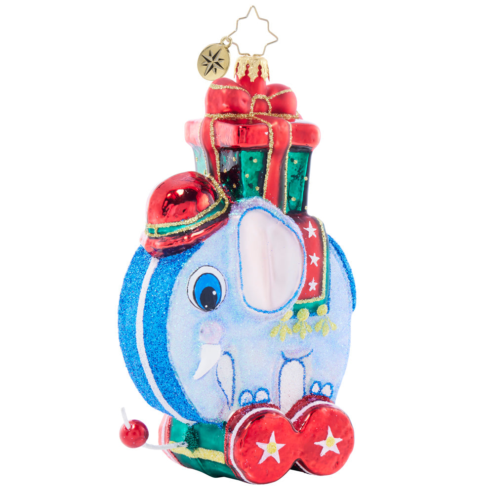 Front image - Tiny Trunk Traveler - (Toy elephant ornament)