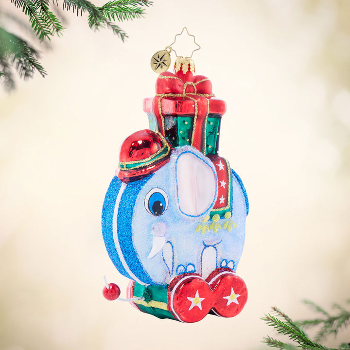 Front image - Tiny Trunk Traveler - (Toy elephant ornament)