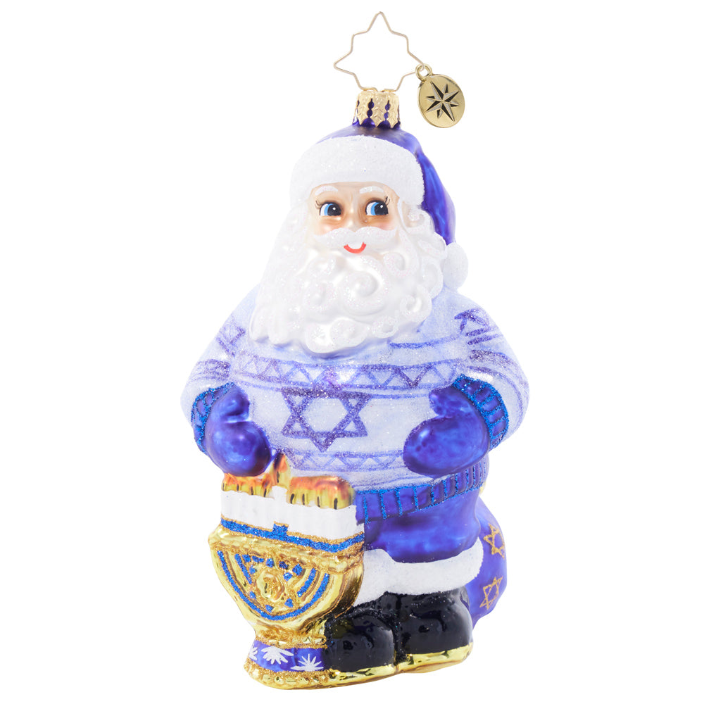 Front image - Christma-kkah Santa - (Santa ornament)