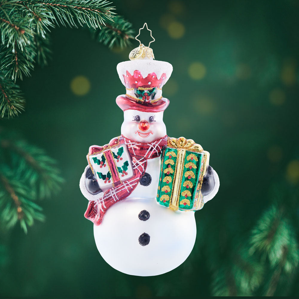 Front image - Gift Giving Joy - (Snowman ornament)