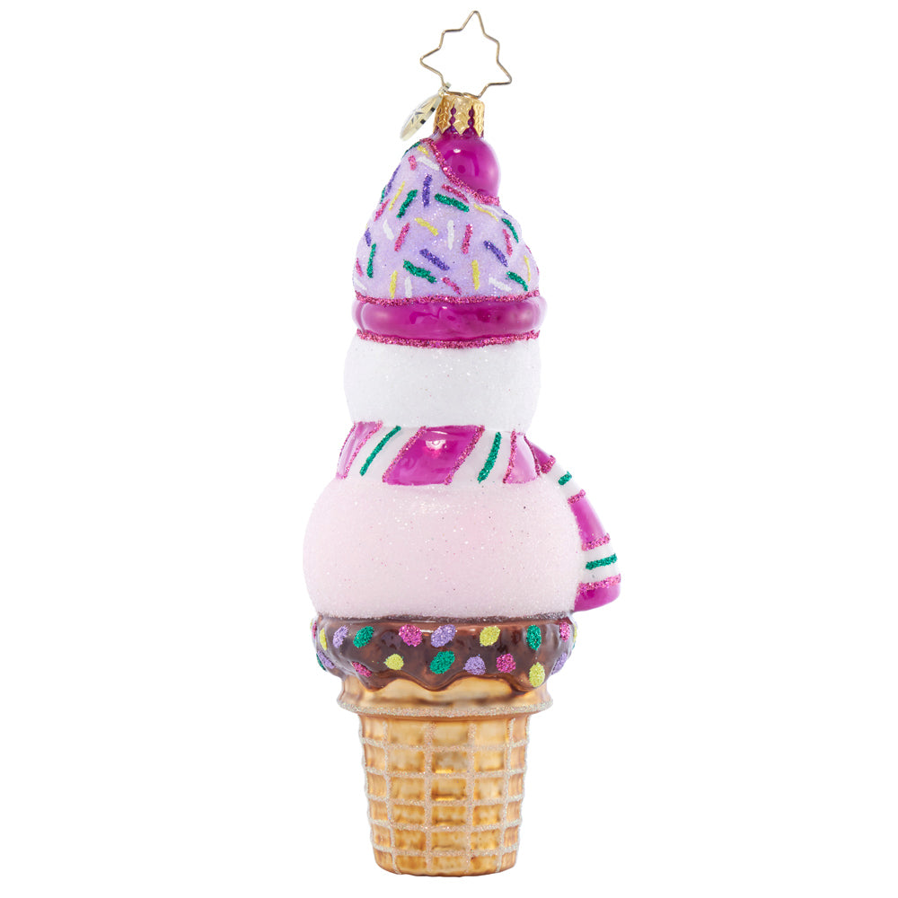 Back image - Extra Frosty Scoop - (Snowman ice cream cone ornament)