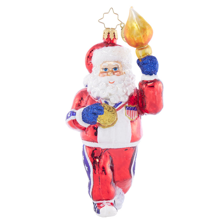 Front image - Torch-Bearing Santa - (Santa ornament)