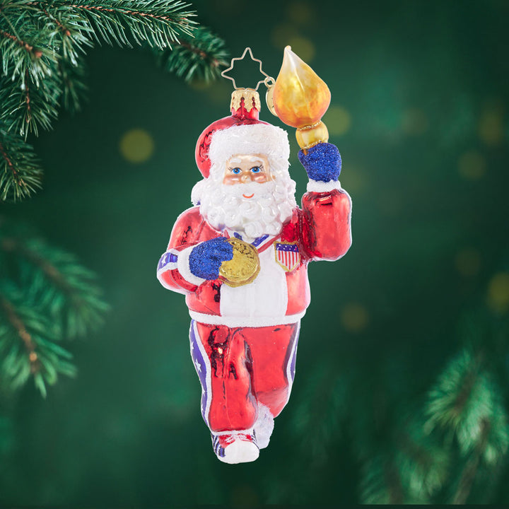 Front image - Torch-Bearing Santa - (Santa ornament)