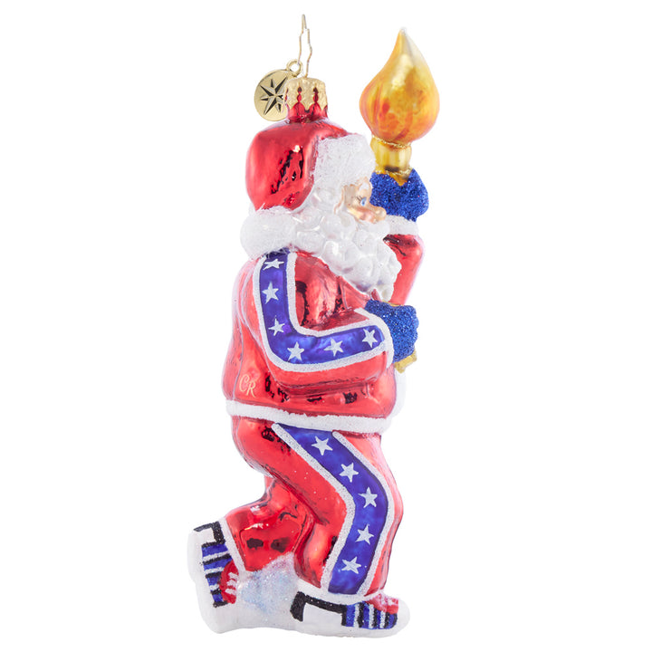 Side image - Torch-Bearing Santa - (Santa ornament)