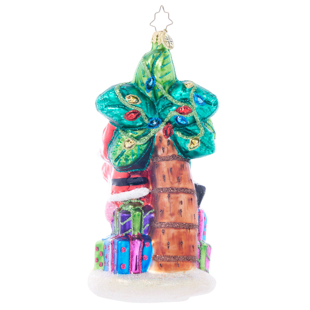 Back image - Palm Tree Paradise - (Beach themed Santa ornament)