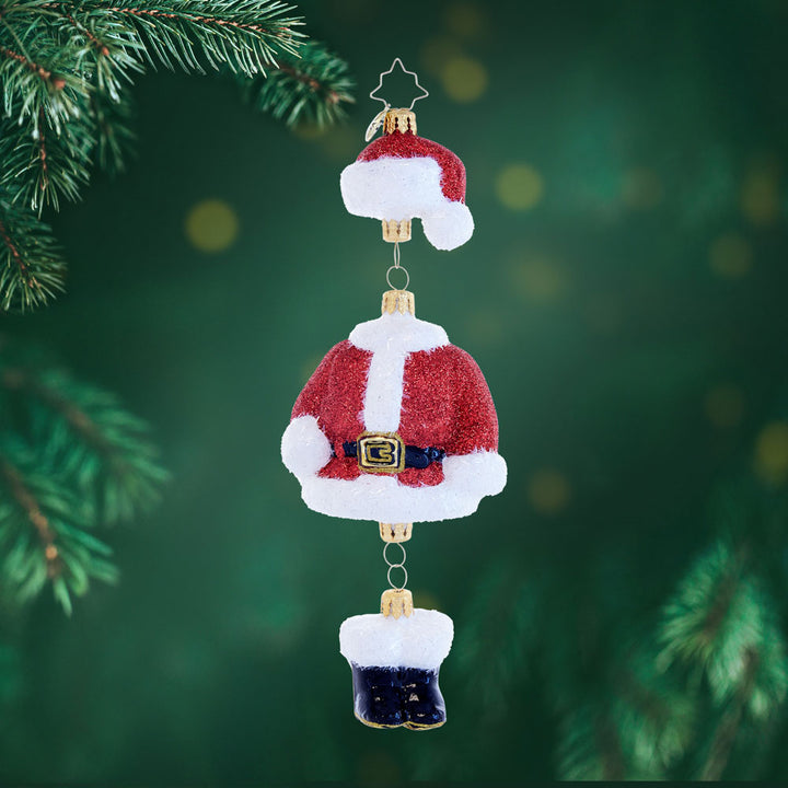 Front image - Suiting Up for the Season - (Santa suit ornament)