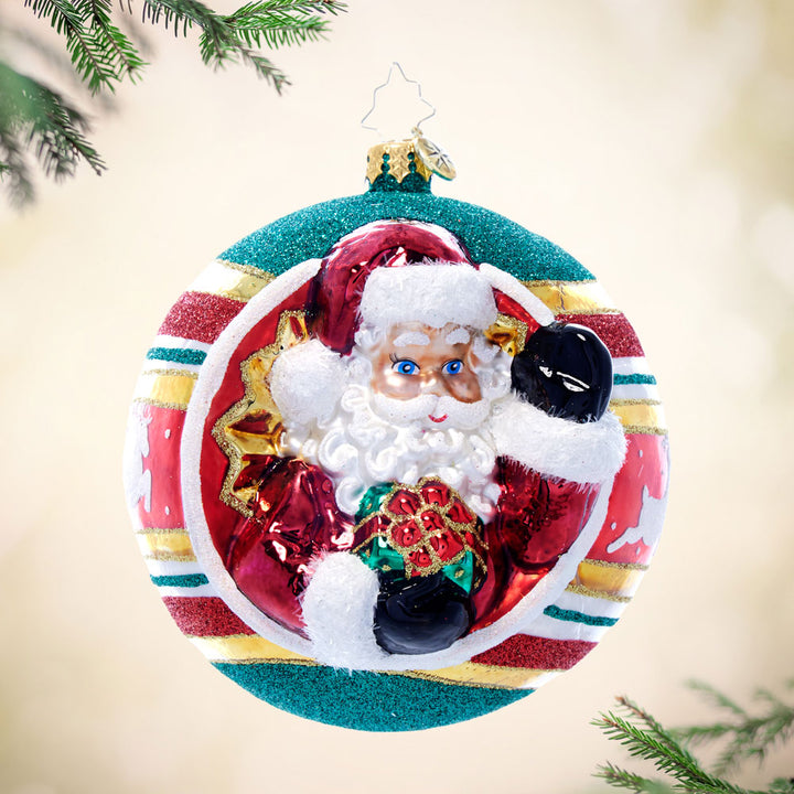 Front image - St. Nick's Spherical Cheer - (Santa ornament)