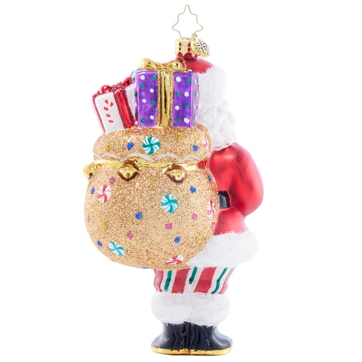 Back image - Santa's Bag of Christmas Wonders - (Santa with gifs ornament)