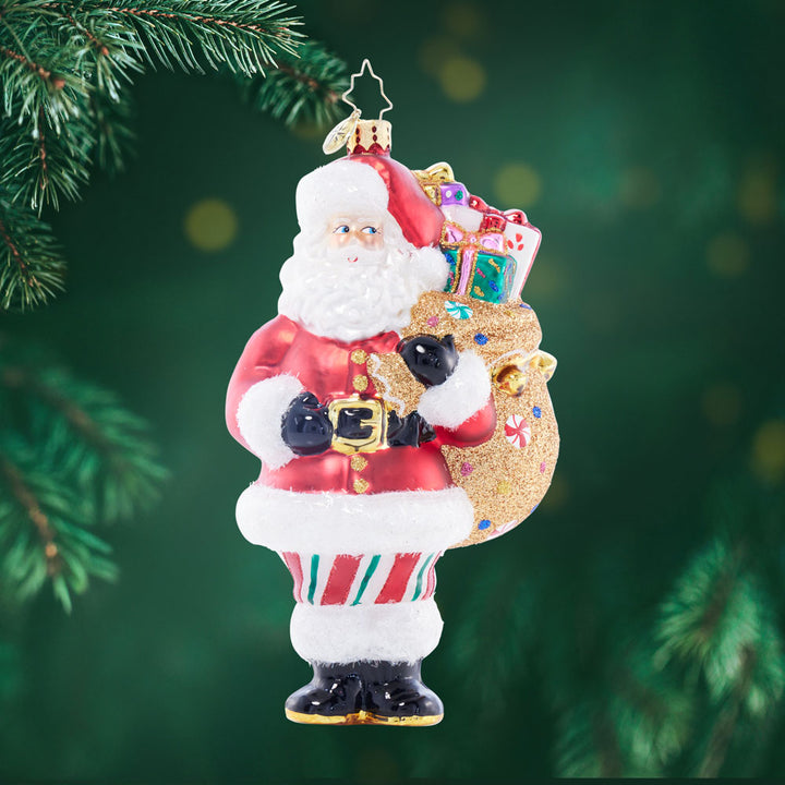 Front image - Santa's Bag of Christmas Wonders - (Santa with gifs ornament)