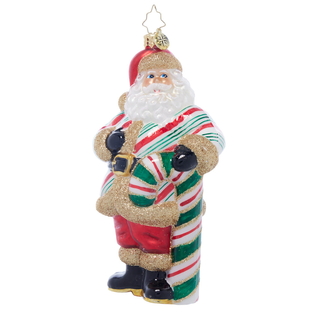 Front image - Jolly Old Candy Cane Claus - (Santa ornament)