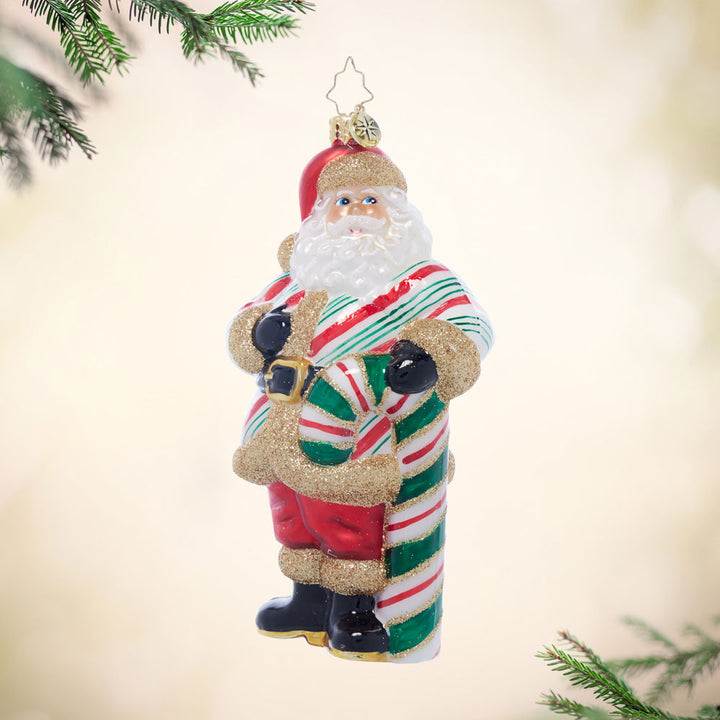 Front image - Jolly Old Candy Cane Claus - (Santa ornament)