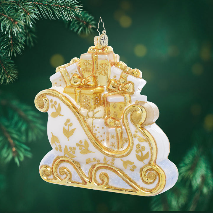 Front image - Sleigh of Golden Elegance - (Sleigh ornament)