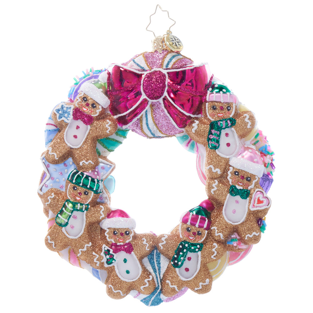 Front image - Sugar-plum Dancing Dreams Wreath - (Gingerbread wreath ornament)