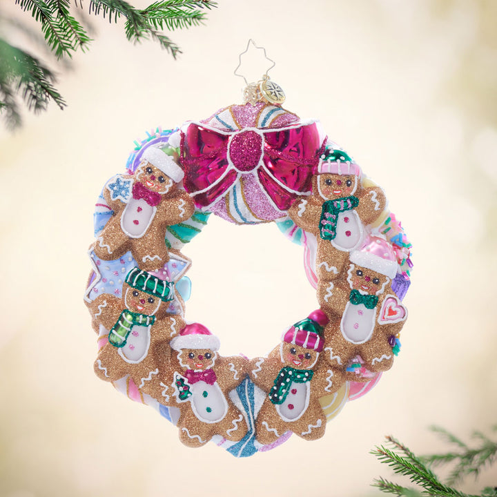 Front image - Sugar-plum Dancing Dreams Wreath - (Gingerbread wreath ornament)