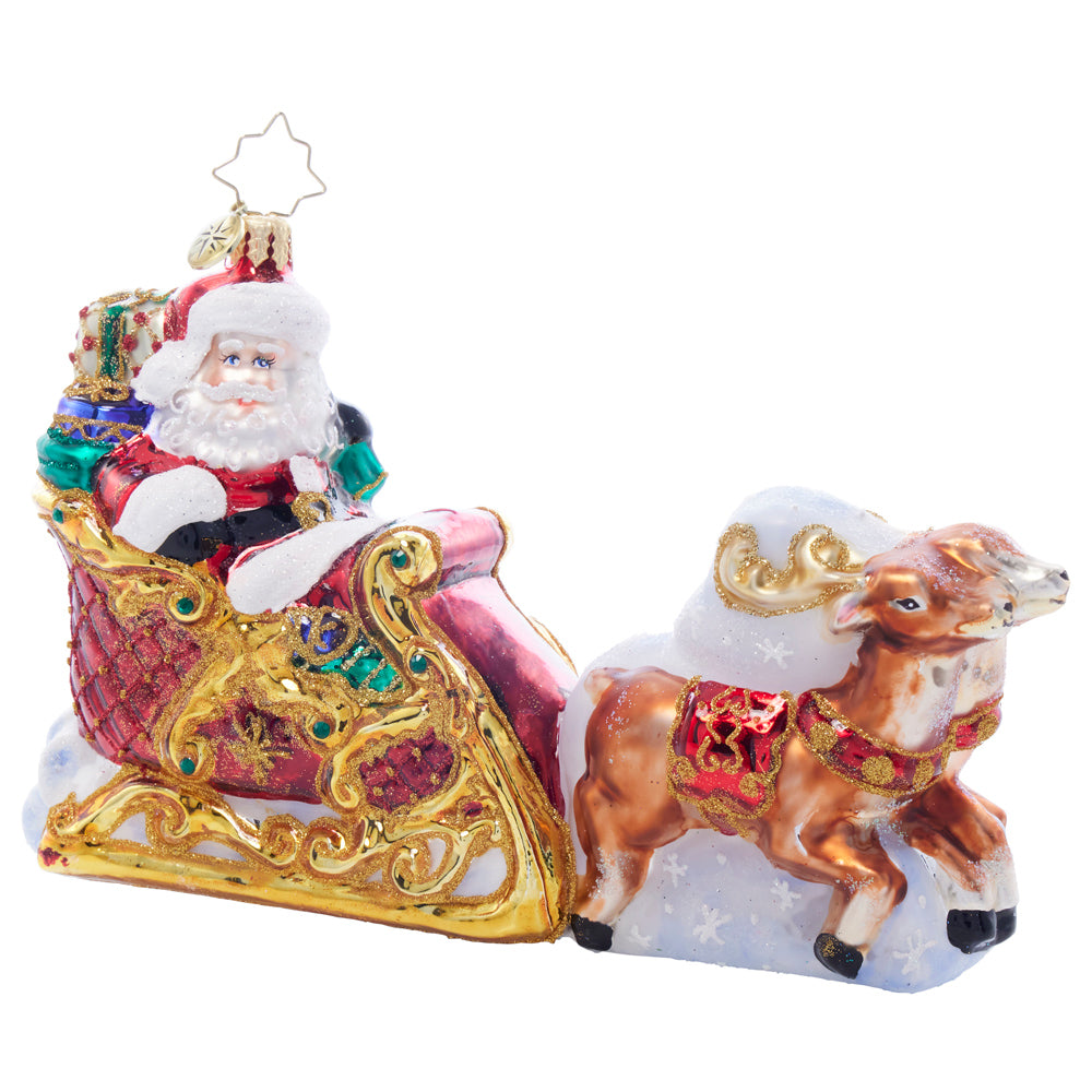 Front image - Dash Away, Dash Away All! - (Santa in sleigh ornament)