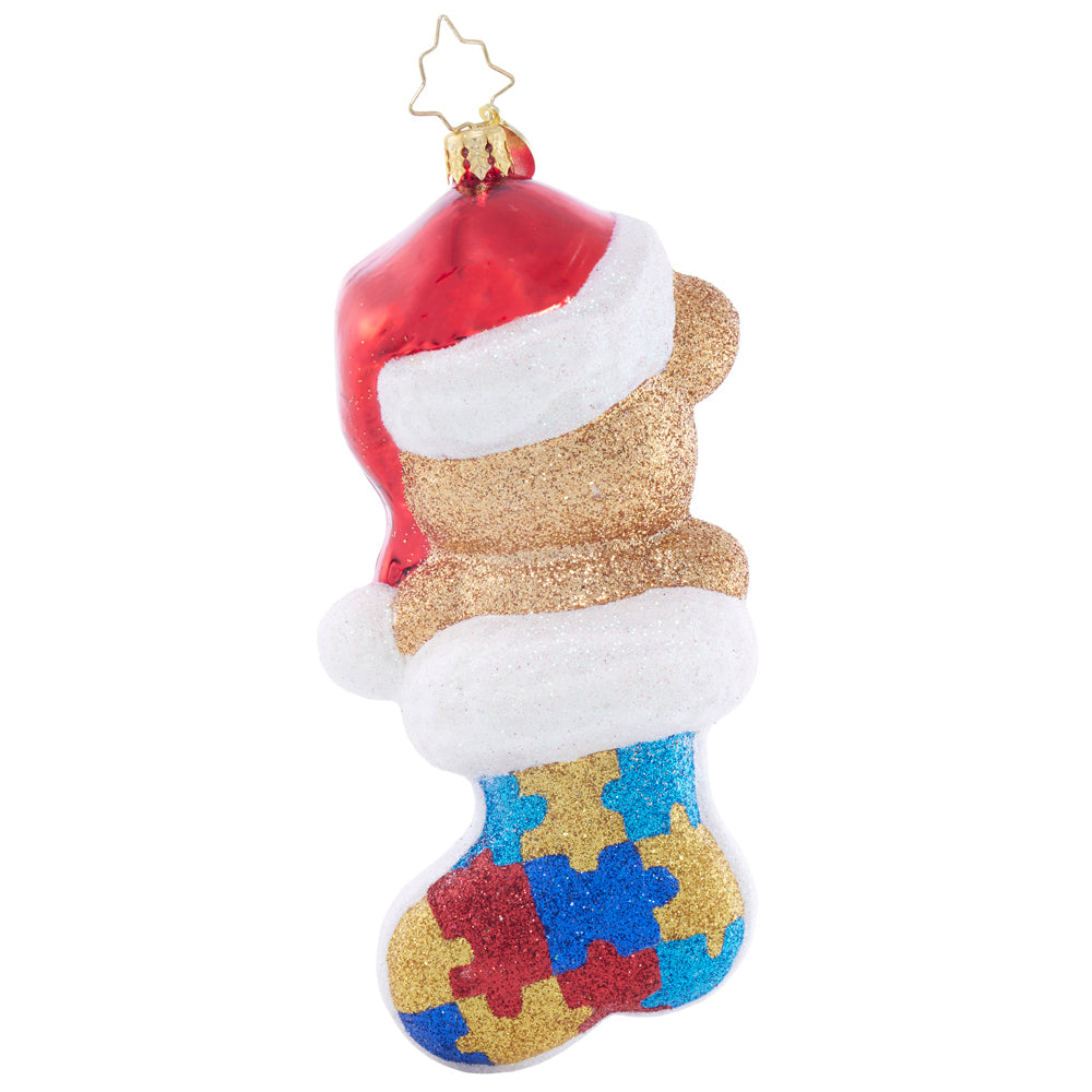 back image - Piece by Piece Teddy - (Teddy bear stocking ornament)