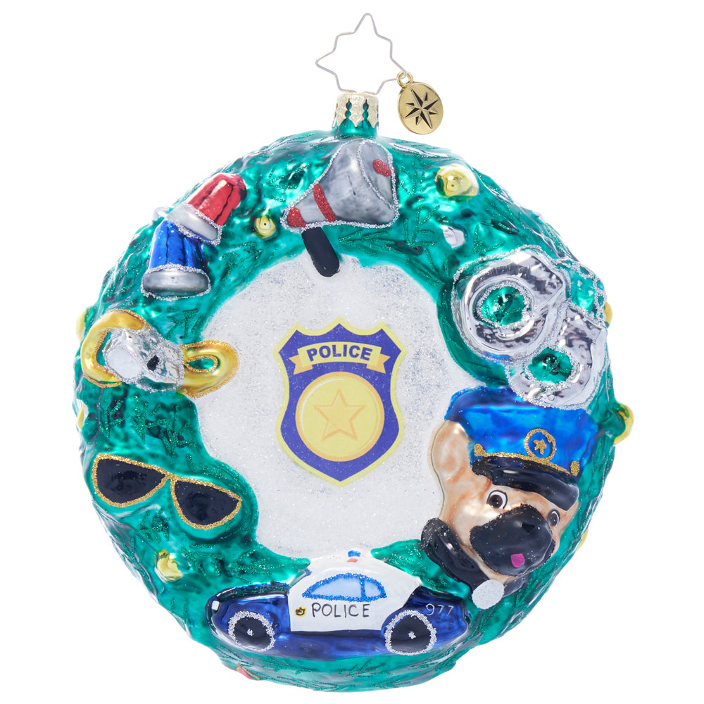Back image - Police Santa Wreath - (Wreath ornament)