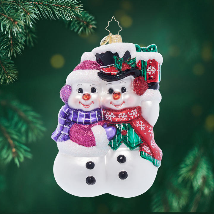 Front image - Snow Couple - (Snowman ornament)