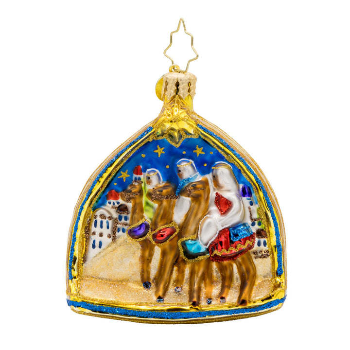 Two Scenes of the Savior Gem ornament.  The manger scene and Bethlehem Star in one enchanting piece.  View of back.