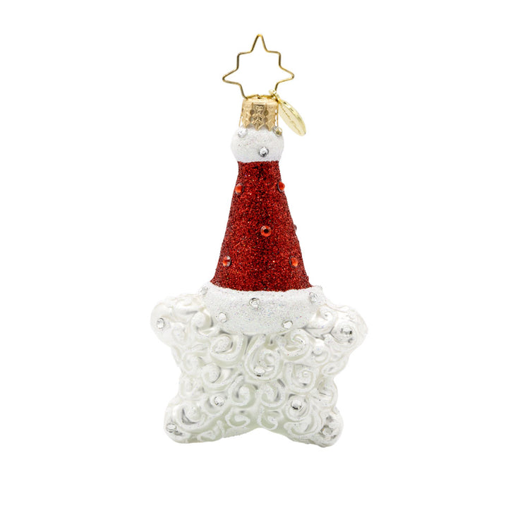 Santa's Star Power Gem ornament. Santa is reconfigured into a five-pointed star. View of back.