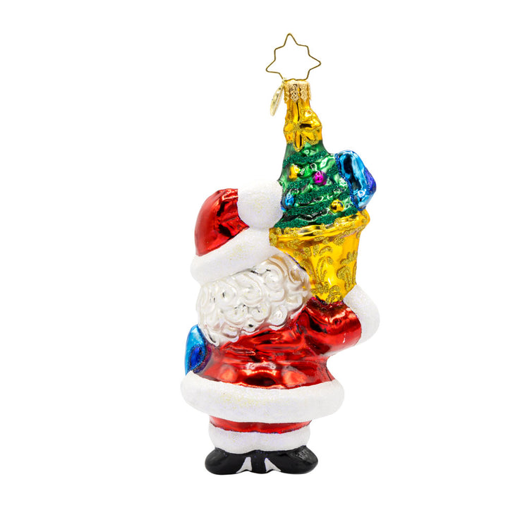 Tuba Tunes Claus ornament. Santa plays a tuba. View of back.