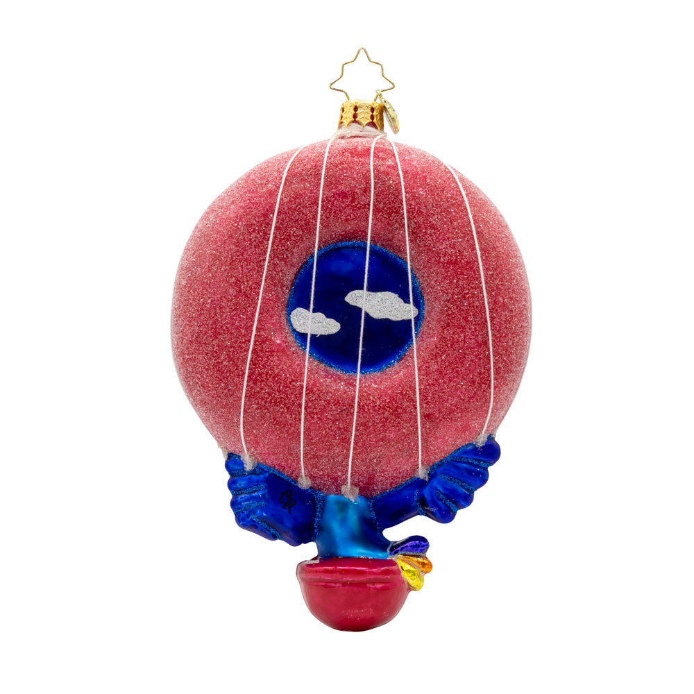 Toucan Sam's Balloon Ride Ornament. Join him as he soars through the clouds in his dazzling hot air balloon shaped like a giant Froot Loop. View of back.