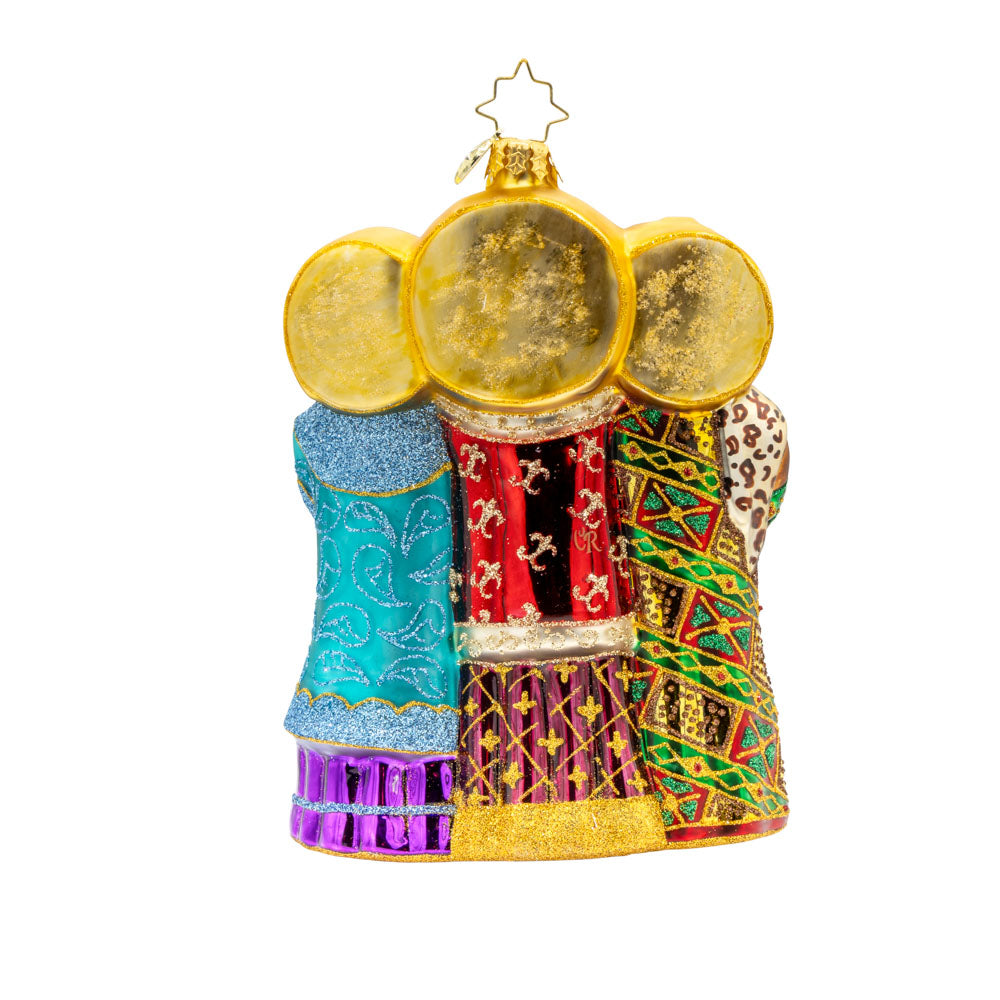 Journey of the Wise Men ornament. Nativity scene of the three Wise Men. View of back.
