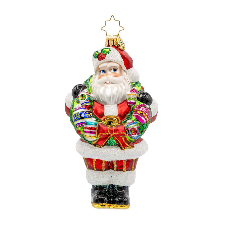 Vintage Holiday Wreath Santa