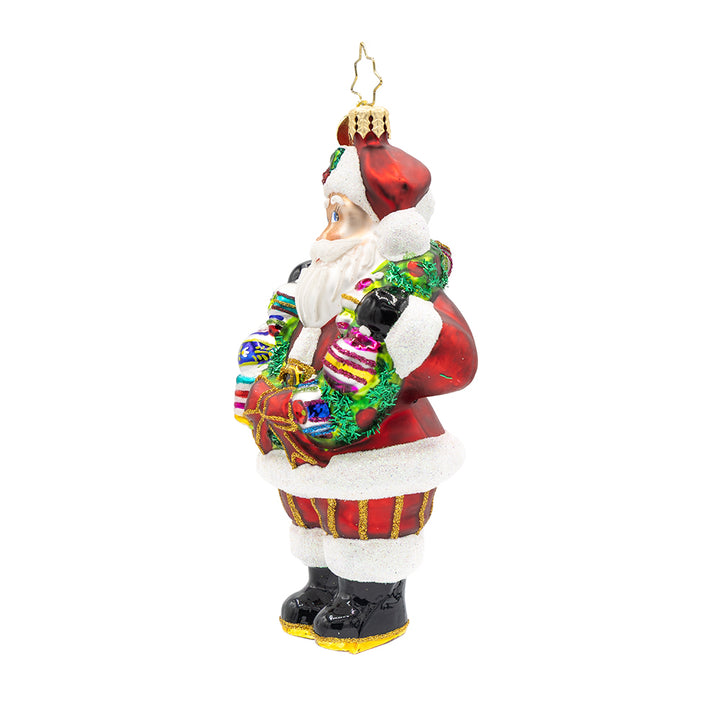 Vintage Holiday Wreath Santa