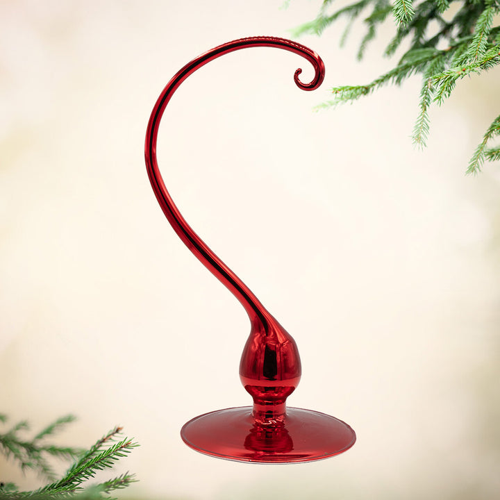 Small Glass Ornament Stand - Red