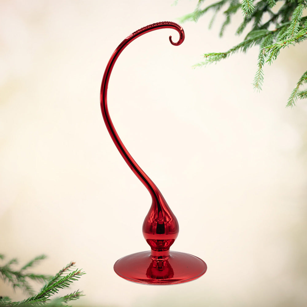 Large Glass Ornament Stand - Red